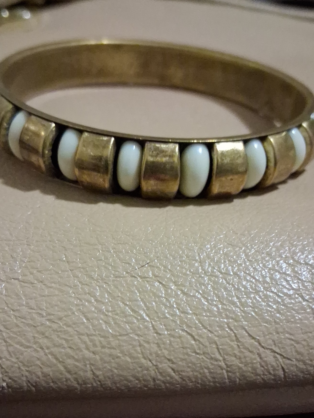 Gold-Tone and bone vintage Bangle Bracelet